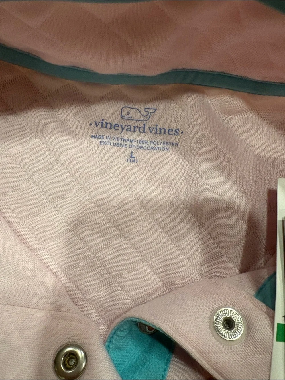 Vineyard Vines Pink Quilted Pullover with Purple & Teal Trim - Kids - Picture 3 of 4